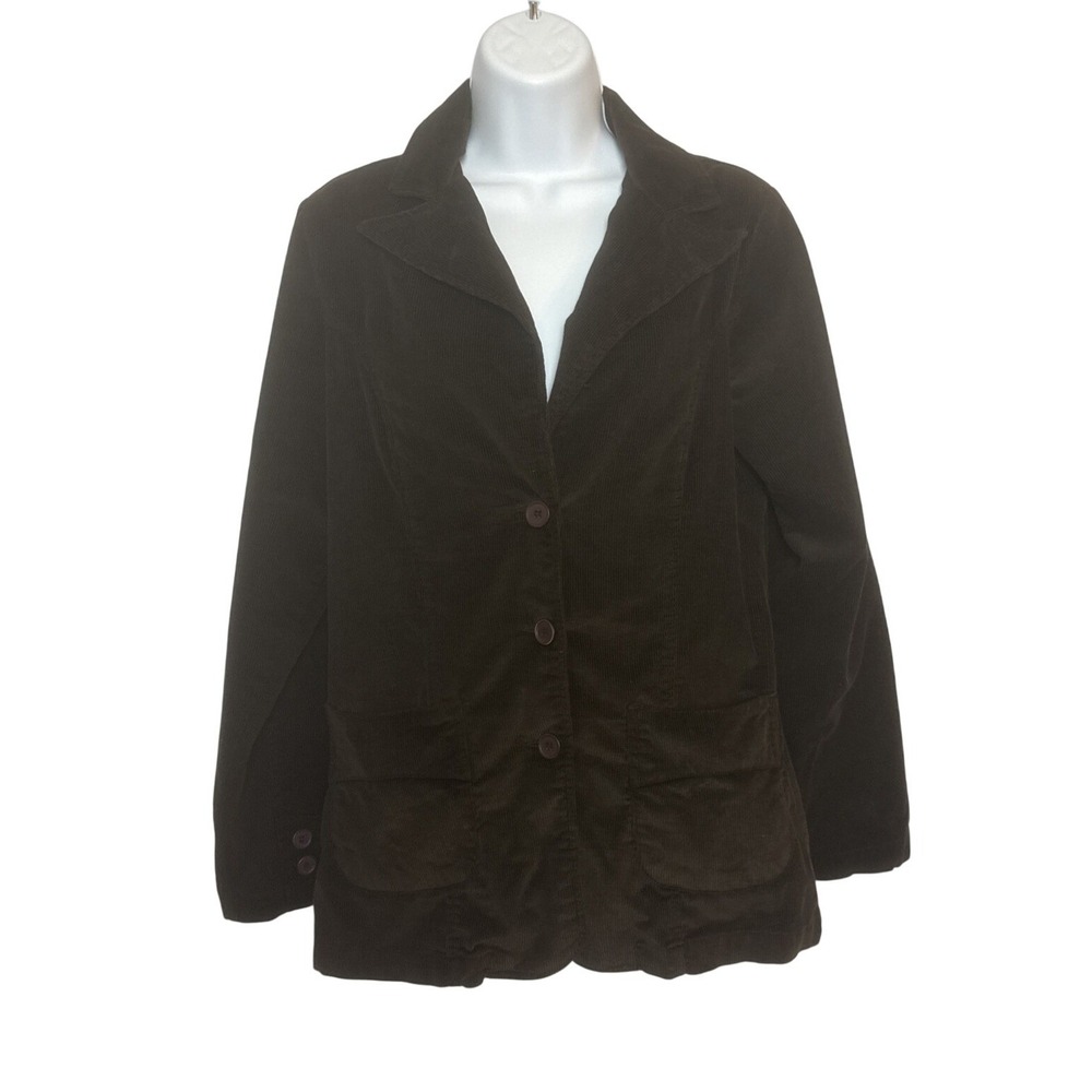 Caribbean Joe Womens‎ S Corduroy Chocolate Brown Jacket Collared Button-Up Fall